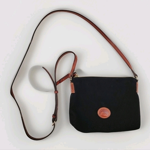 Dooney & Bourke Small Black Crossbody Bag Vintage Authentic Y2K Leather Strap - Picture 1 of 16